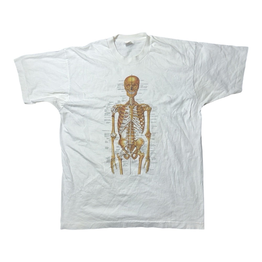 VTG Kurt Cobain Anatomy T-shirt White Single Stitch Fruit Of The Loom Nirvana XL